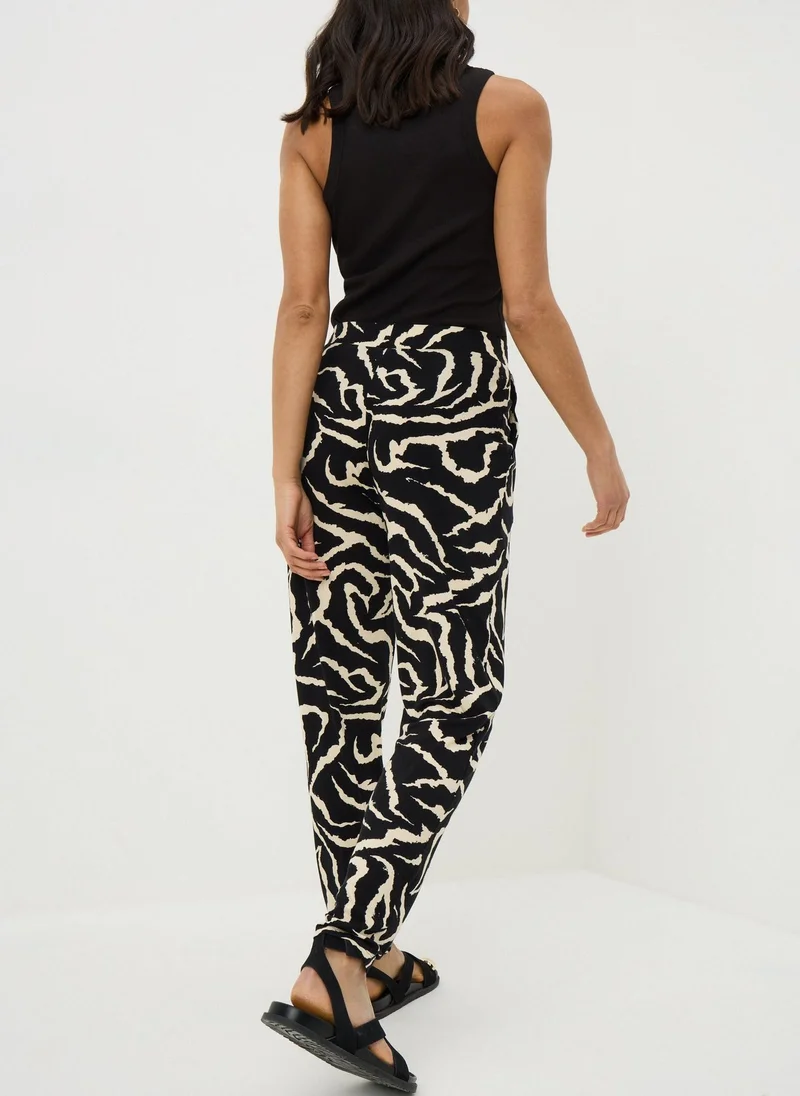 ماتلان Black Zebra Print Harem Trousers